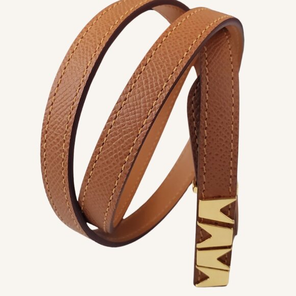 M.A.M.A. Crown Collection Women\'s Light Brown Leather Golden Buckle Belt main image 4